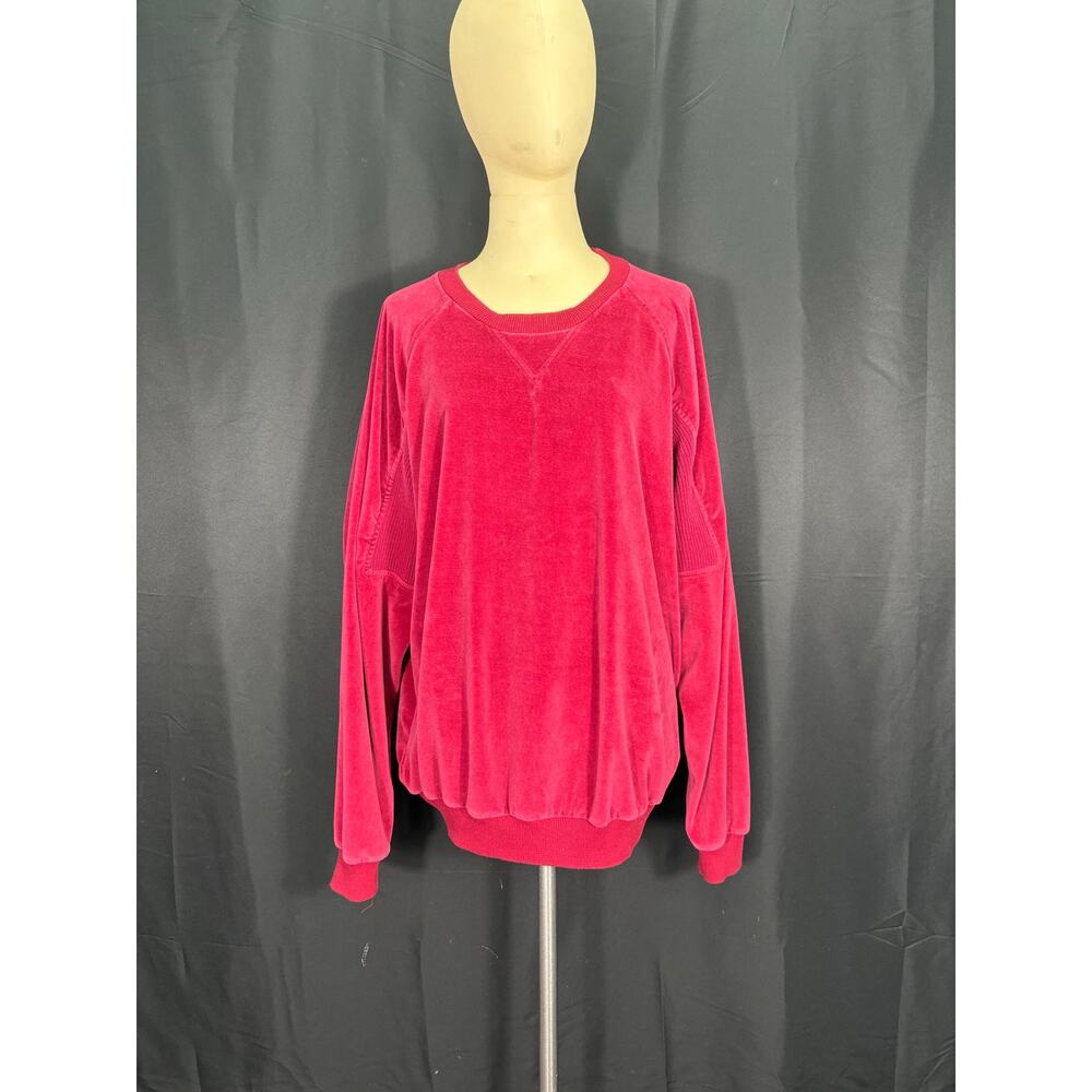 Vintage 80's Soft Velour Men's Burgundy Pullover, Trader Bay XL